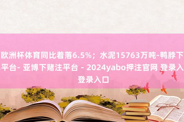 欧洲杯体育同比着落6.5%;水泥15763万吨-鸭脖下单平台- 亚博下赌注平台 - 2024yabo押注官网 登录入口