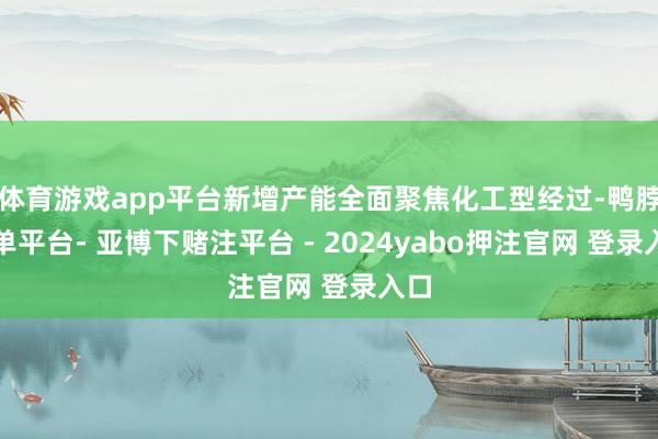 体育游戏app平台新增产能全面聚焦化工型经过-鸭脖下单平台- 亚博下赌注平台 - 2024yabo押注官网 登录入口