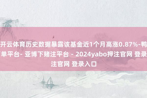 开云体育历史数据暴露该基金近1个月高涨0.87%-鸭脖下单平台- 亚博下赌注平台 - 2024yabo押注官网 登录入口