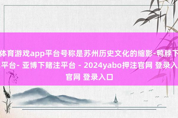 体育游戏app平台号称是苏州历史文化的缩影-鸭脖下单平台- 亚博下赌注平台 - 2024yabo押注官网 登录入口
