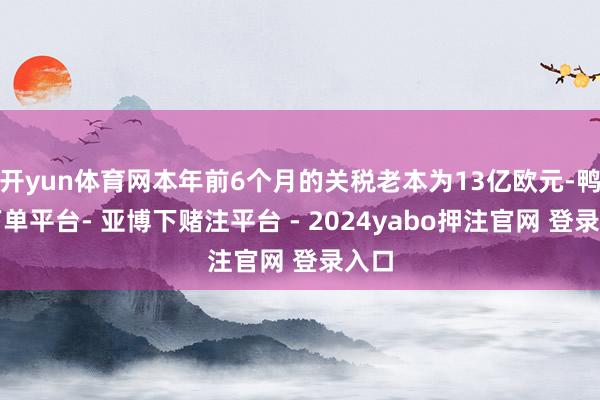 开yun体育网本年前6个月的关税老本为13亿欧元-鸭脖下单平台- 亚博下赌注平台 - 2024yabo押注官网 登录入口