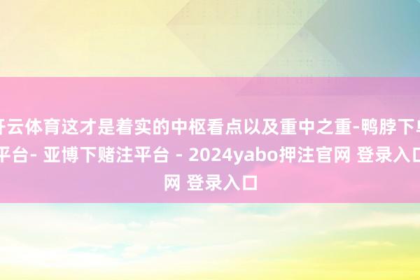 开云体育这才是着实的中枢看点以及重中之重-鸭脖下单平台- 亚博下赌注平台 - 2024yabo押注官网 登录入口