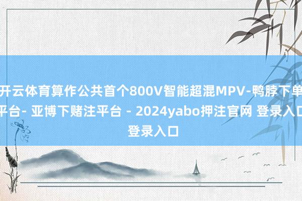 开云体育算作公共首个800V智能超混MPV-鸭脖下单平台- 亚博下赌注平台 - 2024yabo押注官网 登录入口