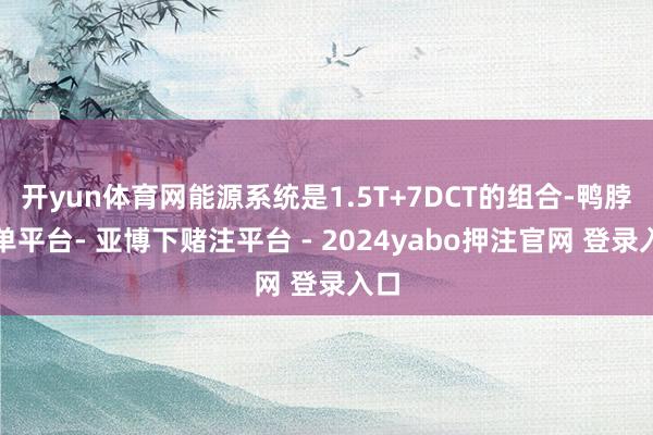 开yun体育网能源系统是1.5T+7DCT的组合-鸭脖下单平台- 亚博下赌注平台 - 2024yabo押注官网 登录入口