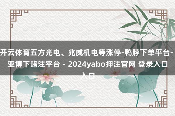 开云体育五方光电、兆威机电等涨停-鸭脖下单平台- 亚博下赌注平台 - 2024yabo押注官网 登录入口
