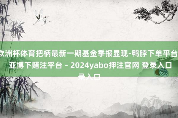 欧洲杯体育把柄最新一期基金季报显现-鸭脖下单平台- 亚博下赌注平台 - 2024yabo押注官网 登录入口
