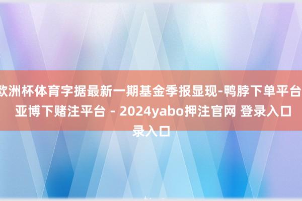 欧洲杯体育字据最新一期基金季报显现-鸭脖下单平台- 亚博下赌注平台 - 2024yabo押注官网 登录入口