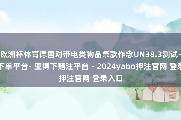 欧洲杯体育德国对带电类物品条款作念UN38.3测试-鸭脖下单平台- 亚博下赌注平台 - 2024yabo押注官网 登录入口