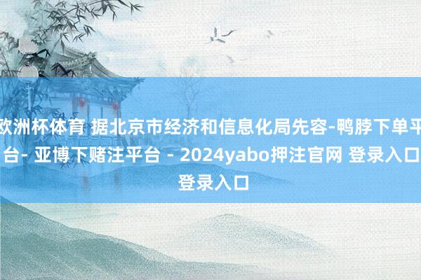 欧洲杯体育 据北京市经济和信息化局先容-鸭脖下单平台- 亚博下赌注平台 - 2024yabo押注官网 登录入口