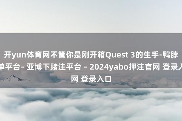开yun体育网不管你是刚开箱Quest 3的生手-鸭脖下单平台- 亚博下赌注平台 - 2024yabo押注官网 登录入口